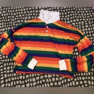 Rainbow polo long sleeve shirt with buttons
